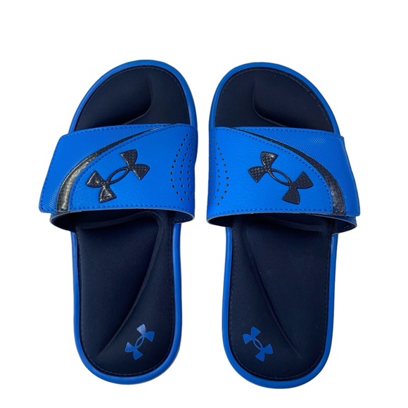 Bundle Of 2 Under Armour Boys Blue Slide Sandals Size 2Y/3Y - Picture 3 of 14